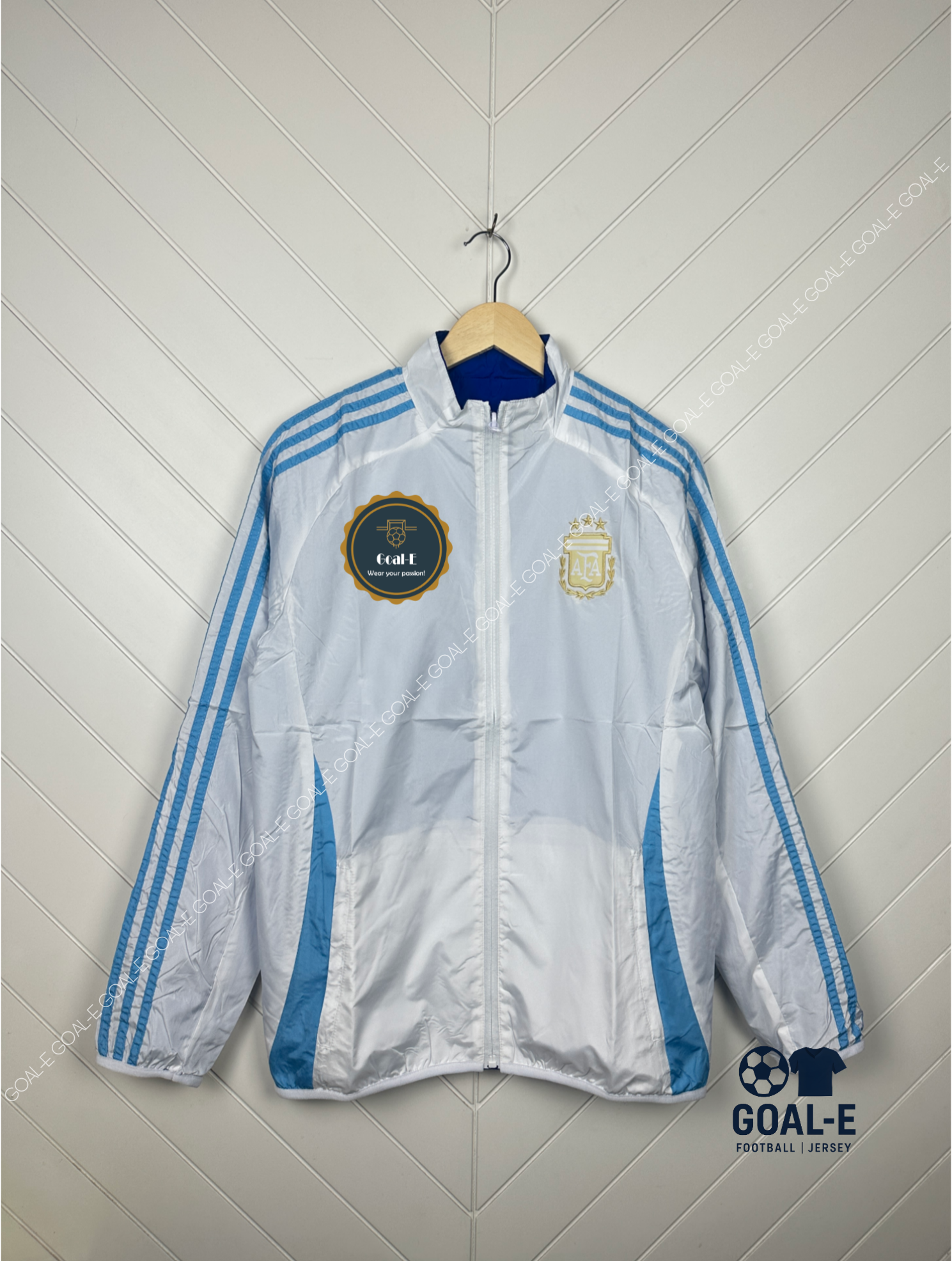 Argentina 2024-25 Double Sided Anthem Windbreaker. White & Lucid Blue - Image 2